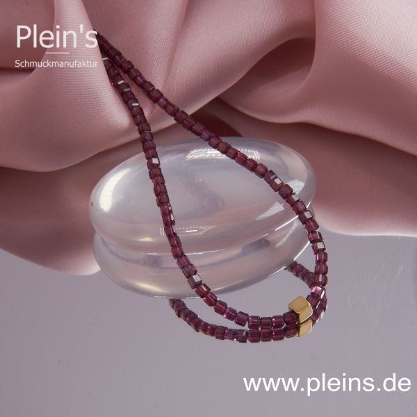 Echte Granat Kette Würfel rot facettiert